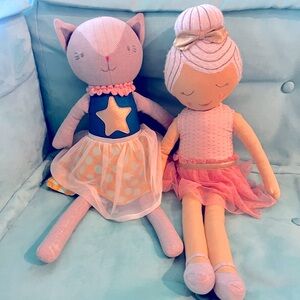 Target Pillowfort Ballerina and Cat plush dolls sold as set